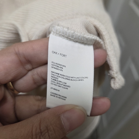 OAK + FORT Oversized Cotton Blend Cream Button-Up Shacket - Picture 5 of 7